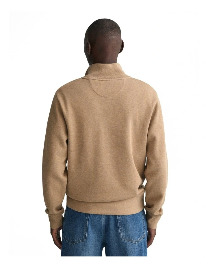 Sacker Rib Half-Zip Sweatshirt in Khaki Melange