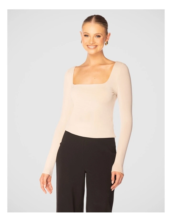 Carine Long Sleeve Top in Stone