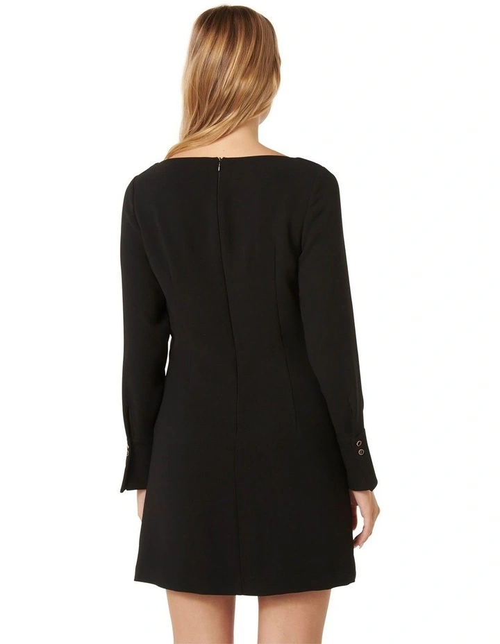 Colette Boat Neck Shift Mini Dress in Black