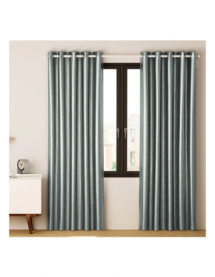 Blockout Curtain Eyelet 180x213cm x2 in Light Grey