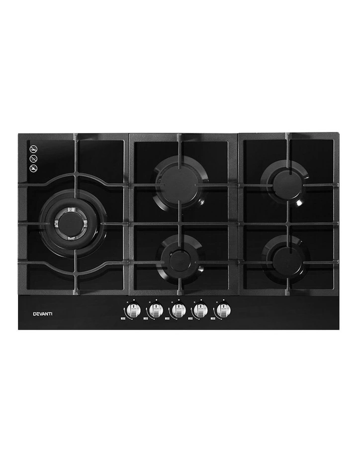 Gas Cooktop 90cm 5 Burner in Black