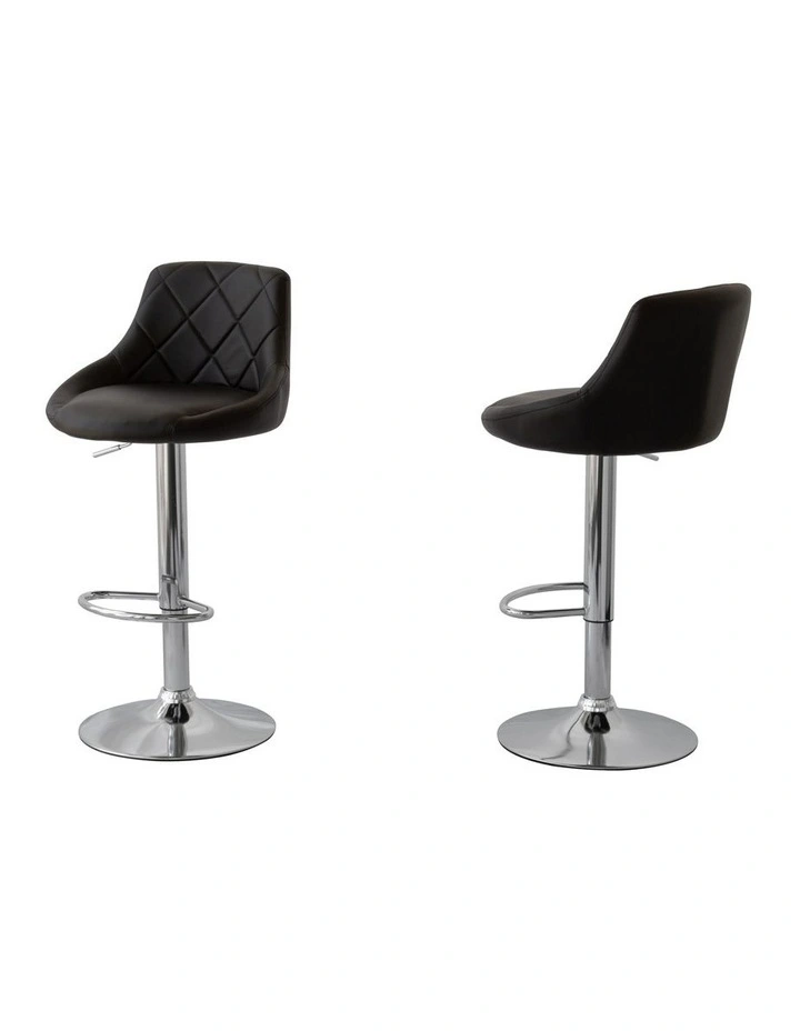 Diamond Style Padded Leather Barstools Set of 2 in Black