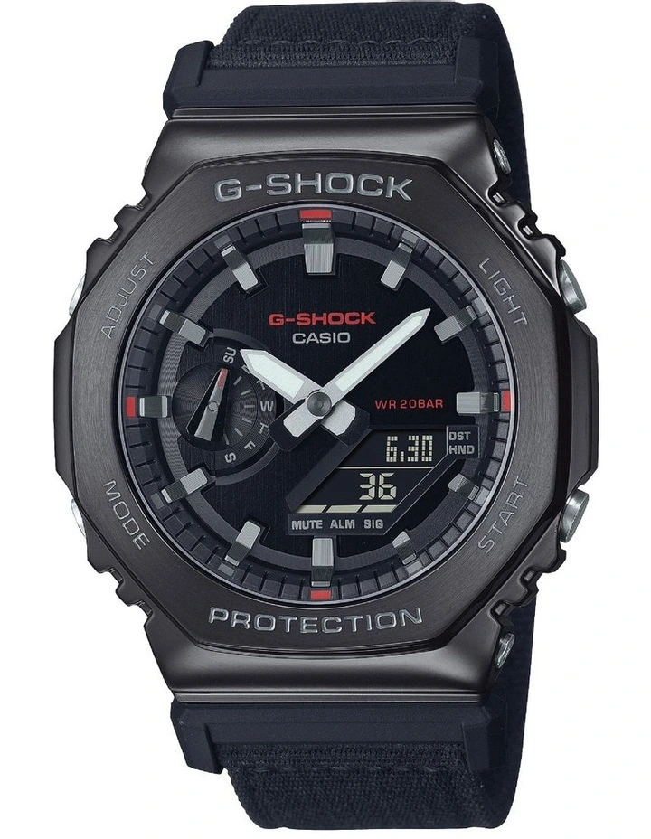 Cloth Band/Stainless Steel Watch in Black
