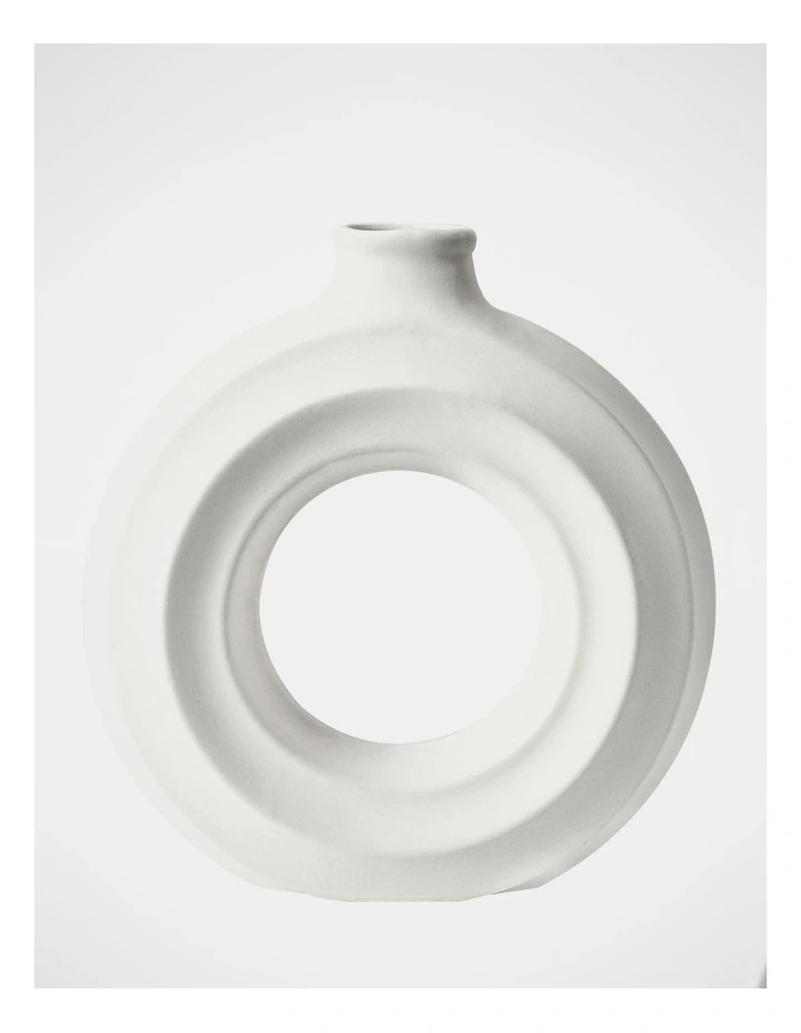 Round Ceramic Vase 25x6.5x23cm in White