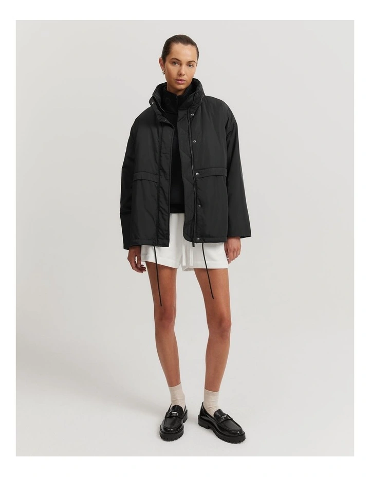 Recycled Polyester Casual Spray Jacket in Black