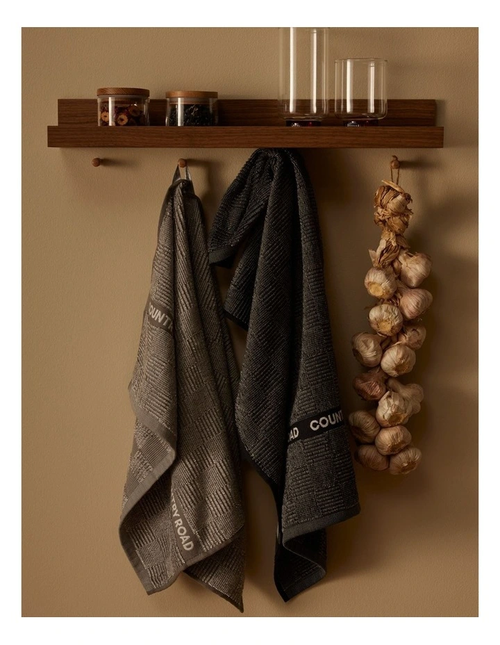 Australian Cotton Erin Tea Towel Pack of 2 in Grey Marle