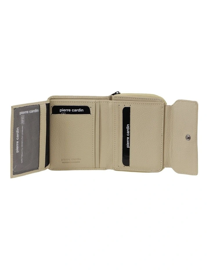Leather Bi-Fold Flap Wallet Small in Cement