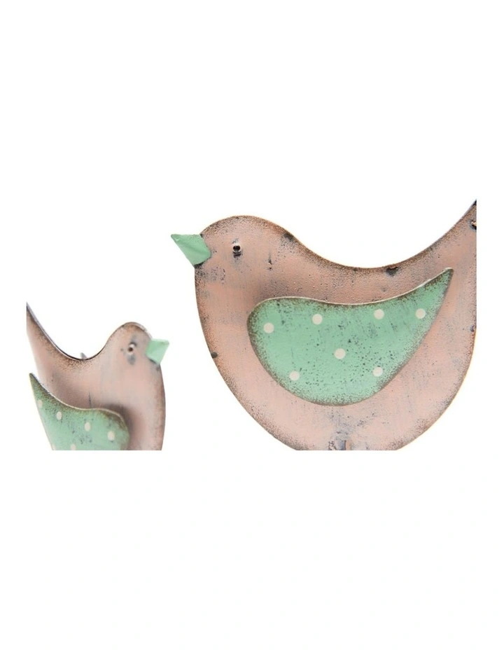 Bird Ornament Set of 2 in Blush/Green