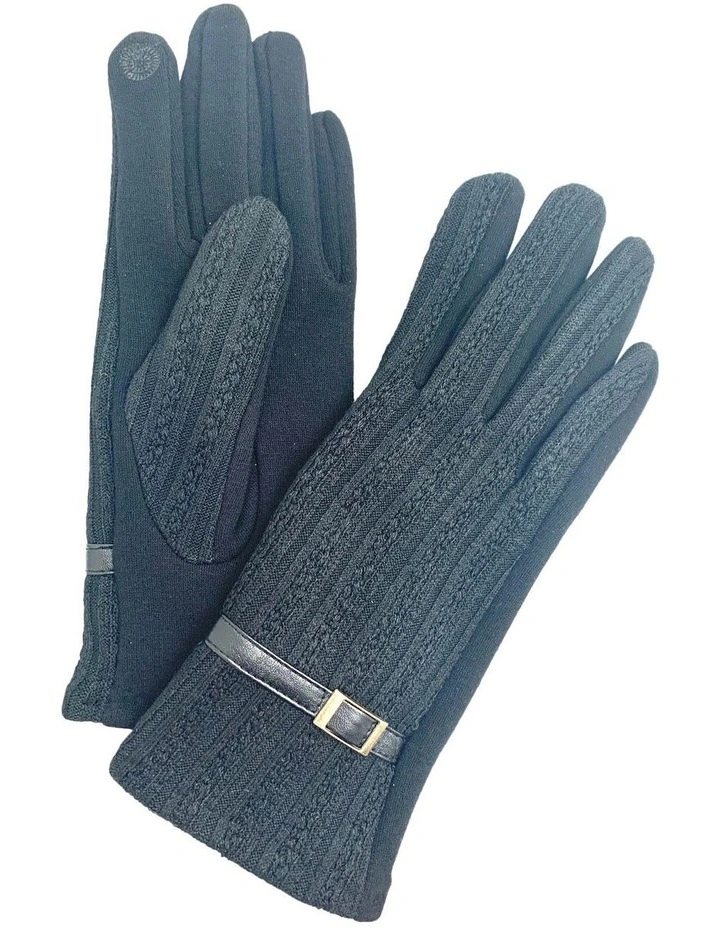 Ponti Blue Cotton Gloves With Buckle Trim