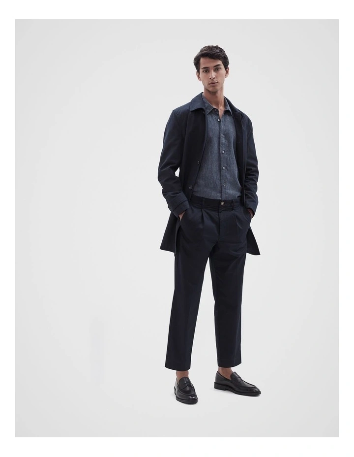 Linen Regular Fit Shirt in Smoke Blue