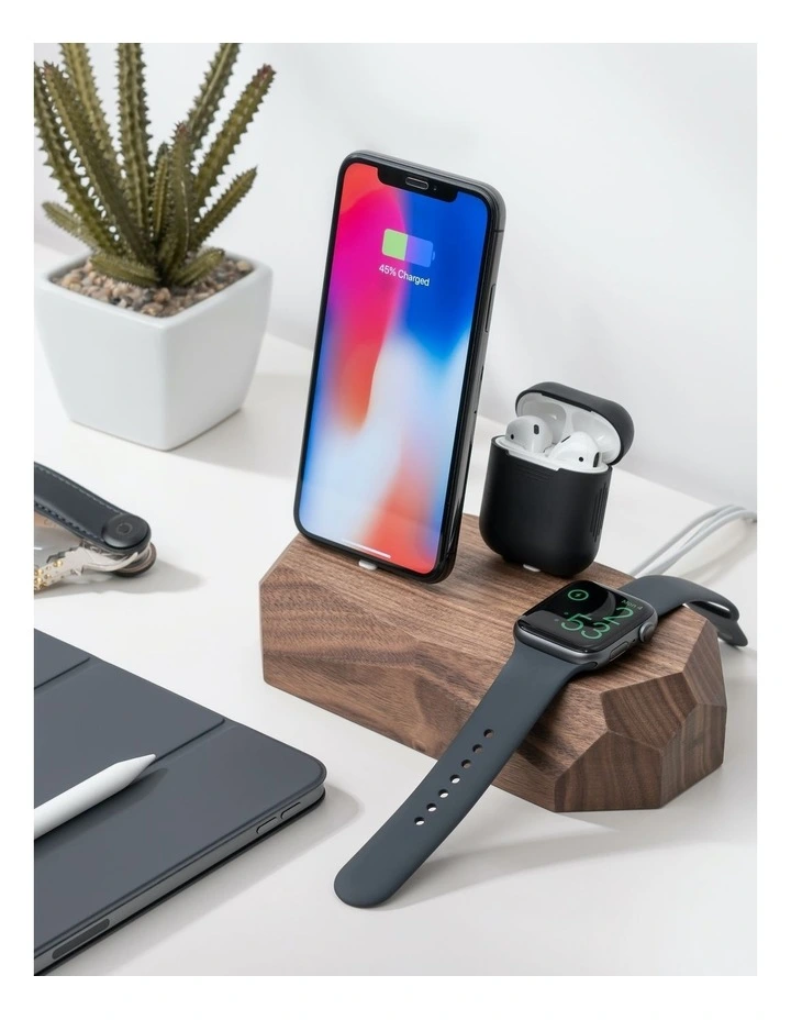 Triple Charging Dock Walnut