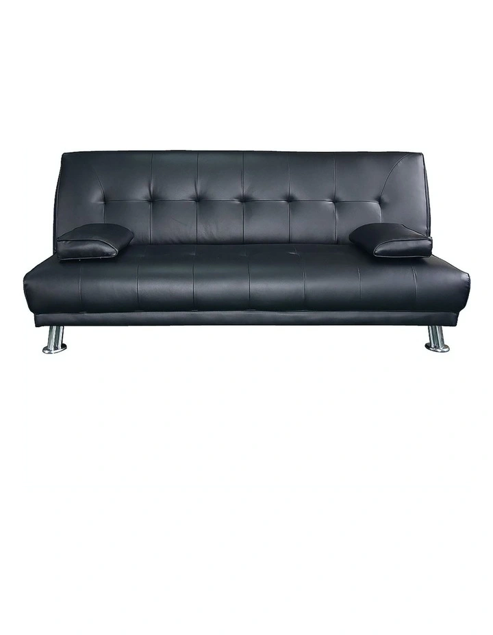 Sarantino 3 Seater Faux Leather Sofa Bed Couch Lounge Futon Black