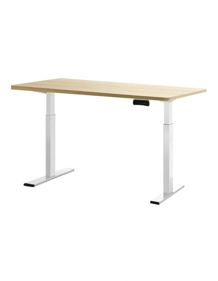 Sit Stand Desk Motorised in White/Oak