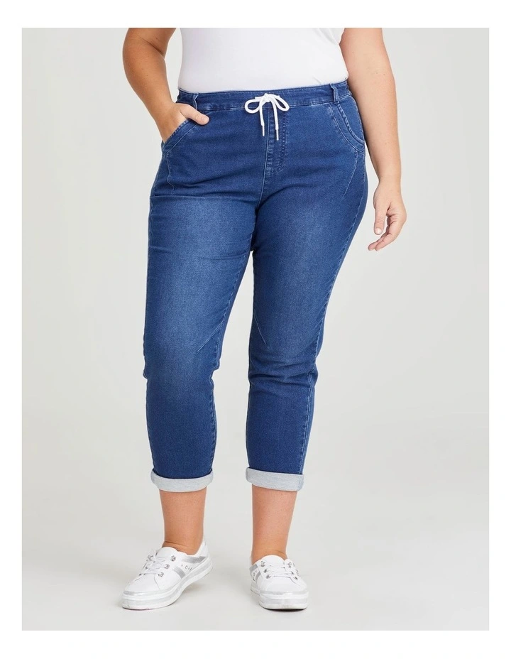 Cotton Blend Flat Front Jogger in Blue Rinse