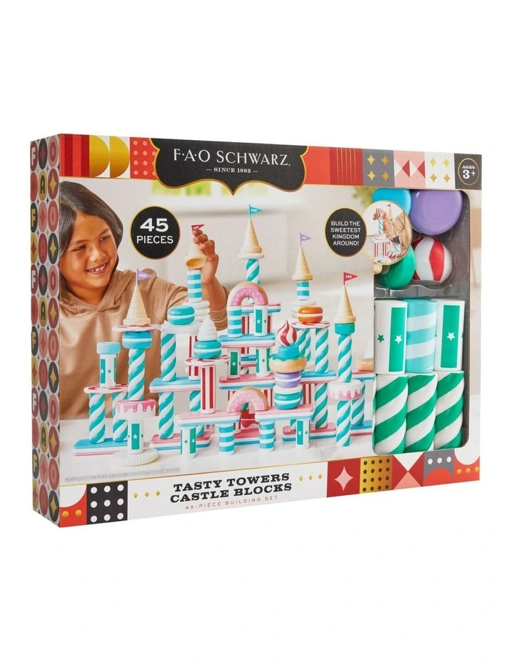 Toy Wood Castle Blocks Treats 45 Pieces