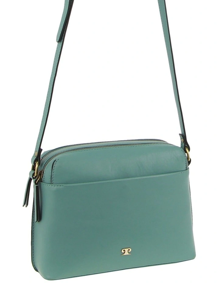 Leather Crossbody Bag in Moss
