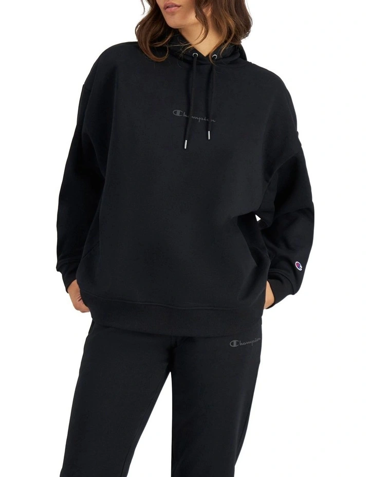 Script Tonal Hoodie in Black