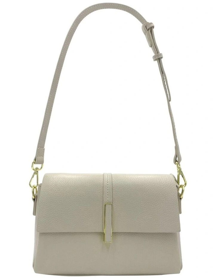 Lola Flap Leather Crossbody Bag in Cream