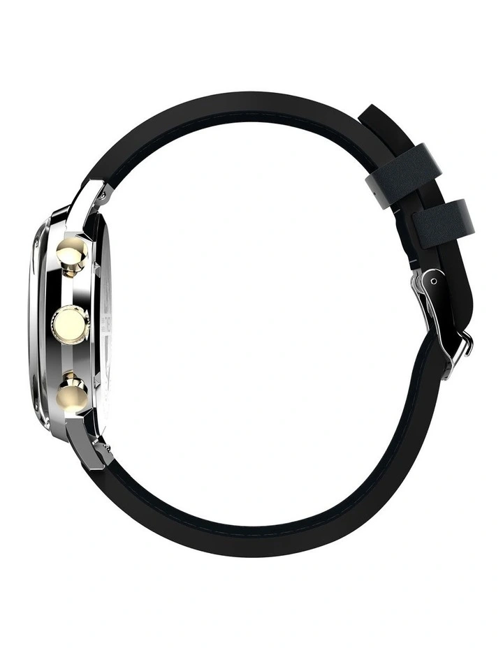 Marlin Chrono Leather Watch in Black