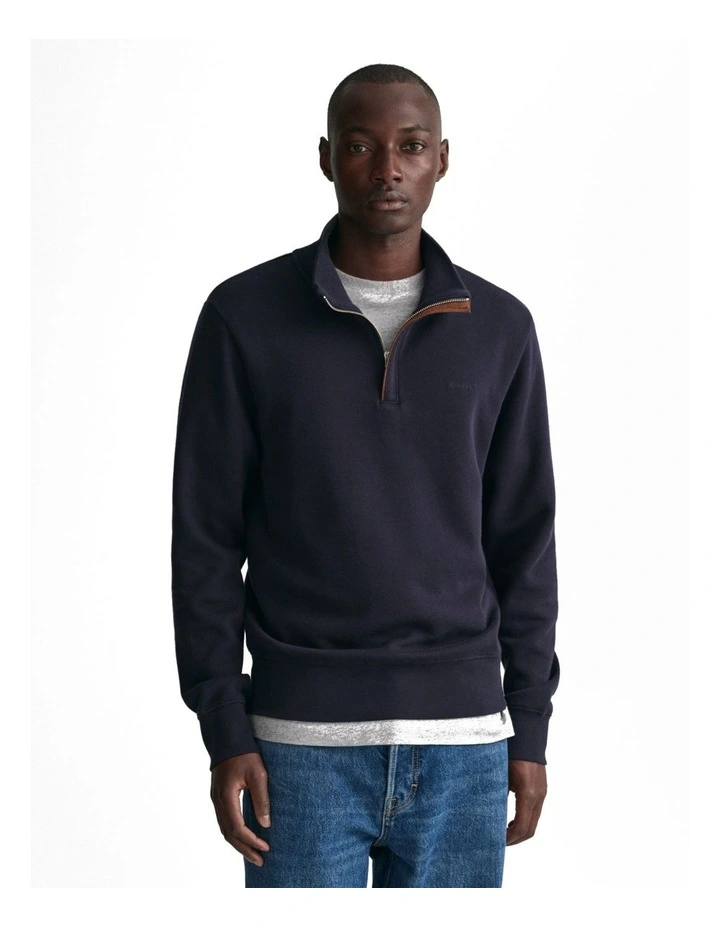 Sacker Rib Half-Zip Sweatshirt in Evening Blue