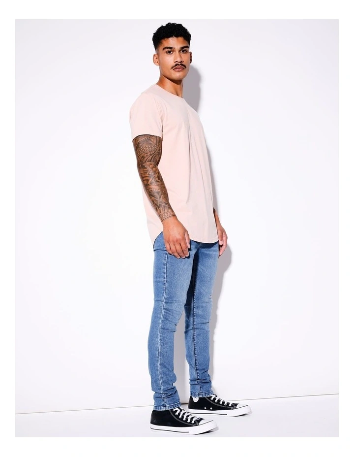 Hadspen Drop Shoulder Curved Tee in Pink