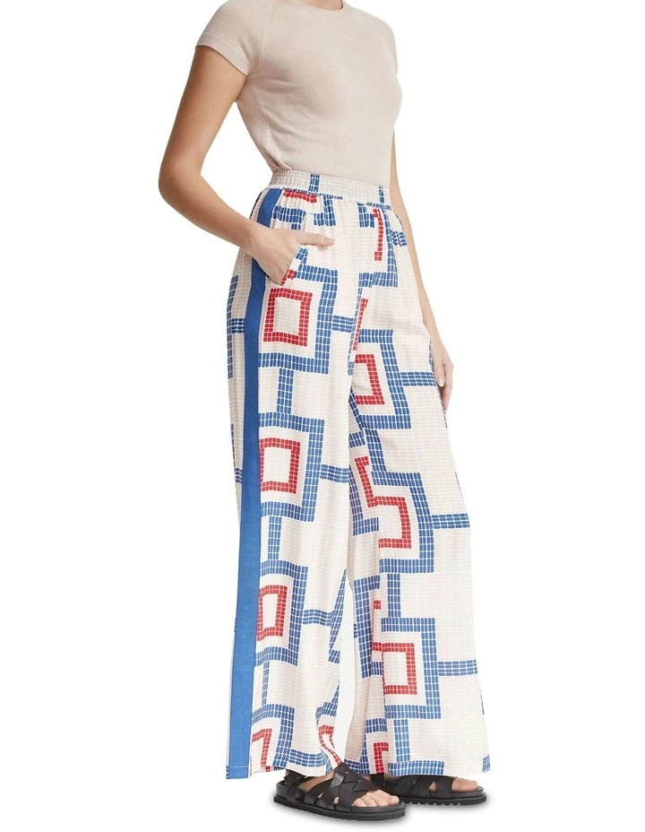 Chantel Wide Leg Pants in Blue/Red/Nude