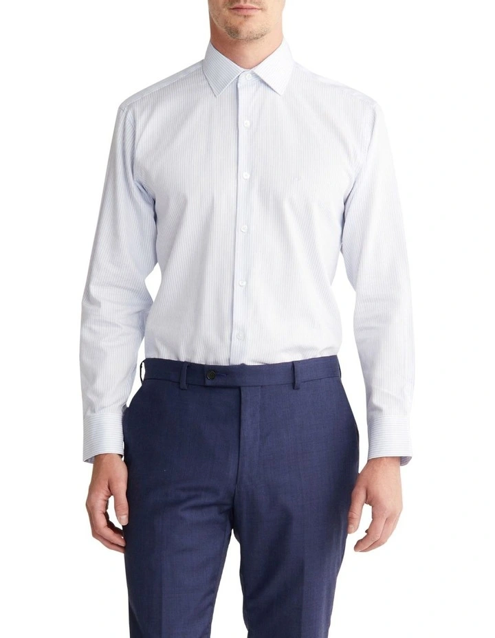 Slim Long Sleeves Stripe Shirt in Sky