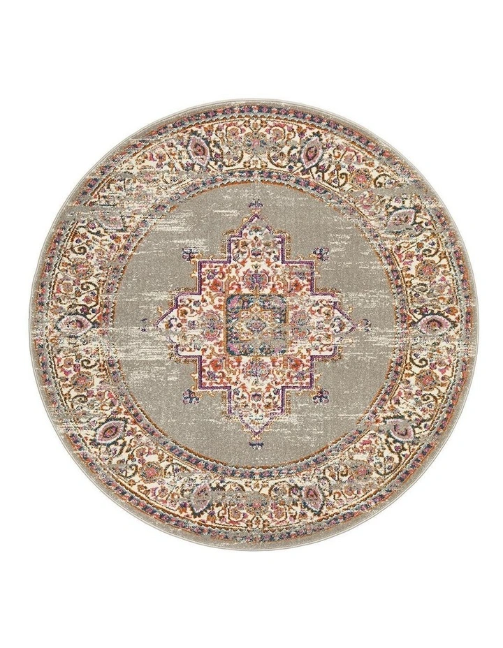 Babylon 211 Grey Round Rug