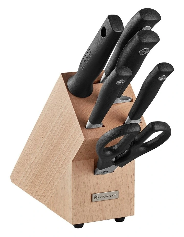 Grand Prix II 7 Piece Knife Block Set with Santoku in Brown/Black