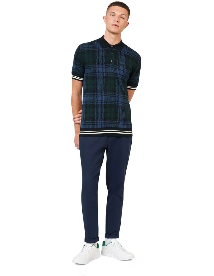 Check Polo Shirt in Black
