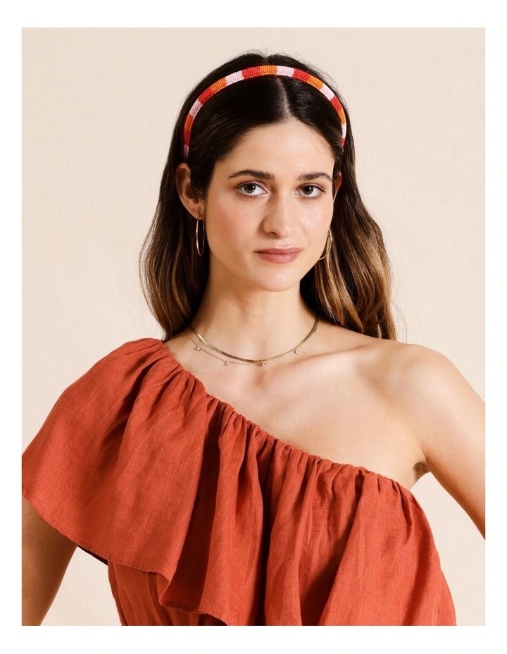 Beaded Headband in Orange