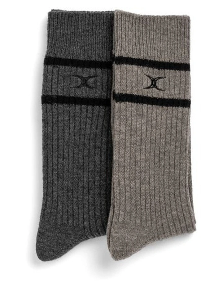 Line Out Sock Two Pack in Charcoal/Taupe