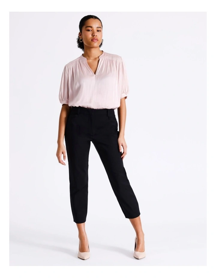 Organic Cotton Blend Sateen Pant in Black