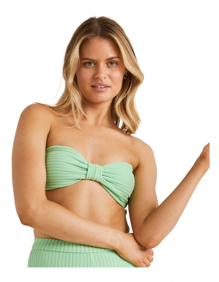 Terry Rib Betty Bandeau Bikini Top in Green