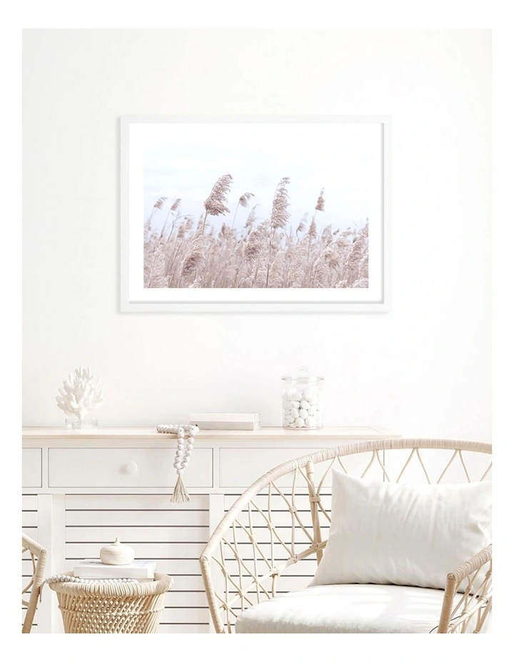 Australian Made Pampas Grass 1 Art Print A2 in White Frame