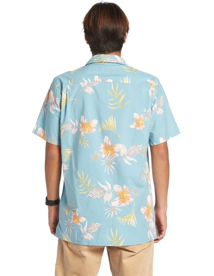 Tropical Floral Short Sleeve Shirt in Reef Waters