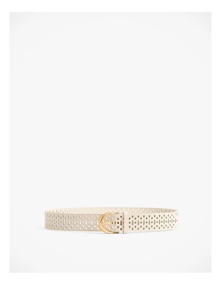 Laser-cut Jeans Belt in Oatmeal