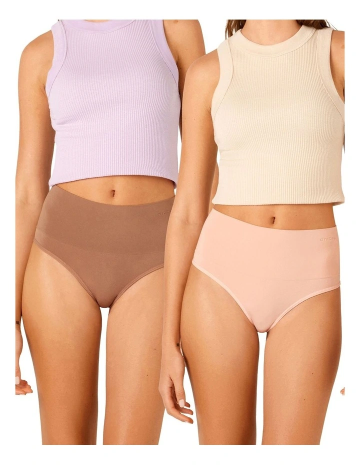 Seamless Smoothies G-String 2 Pair Pack in Almond/Sunset Sand