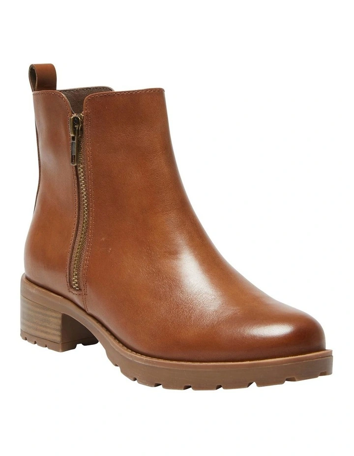 Indigo Leather Boots in Mid Brown