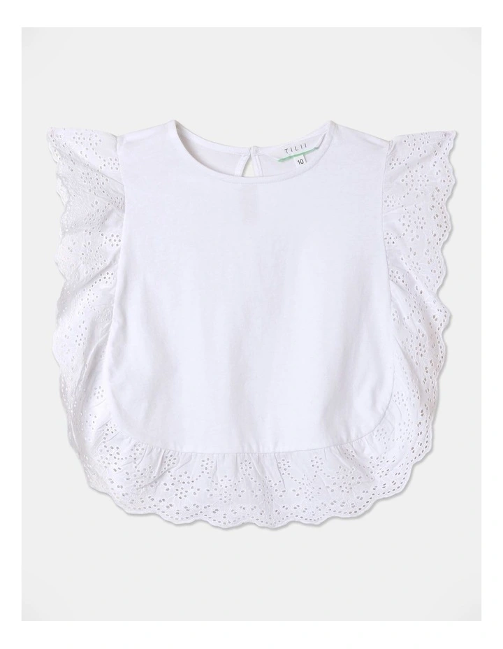 Top with Broderie Trim in White