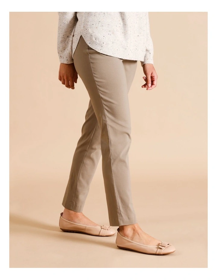 Sustainable Viscose Blend Wardrobe Staple Slim Full Length Pant in Stone