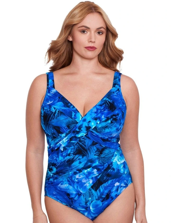 Sous Marine Revele Plus Size One Piece Shaping Swimsuit in Blue/Multi