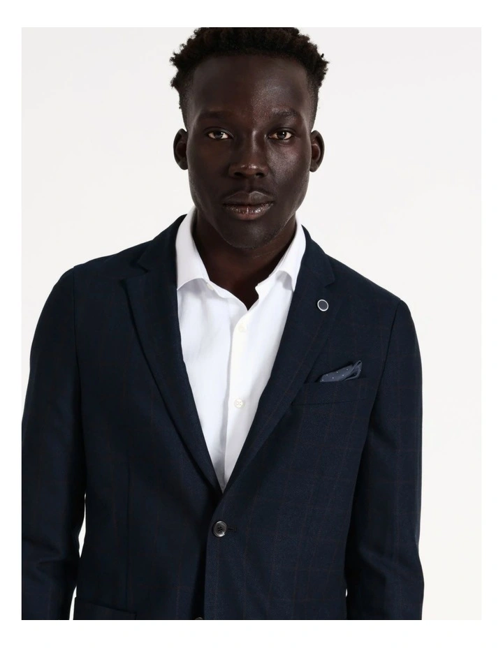 Slim Windowpane Blazer in Chocolate