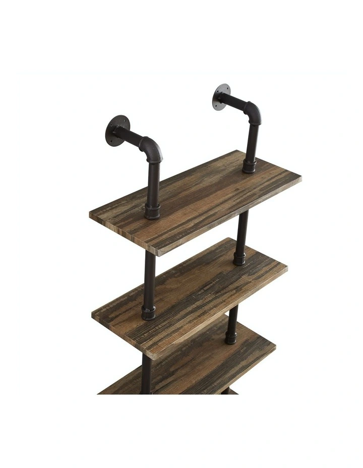 IHOMDEC 6 Tier Industrial Pipe Ladder Shelf Brown