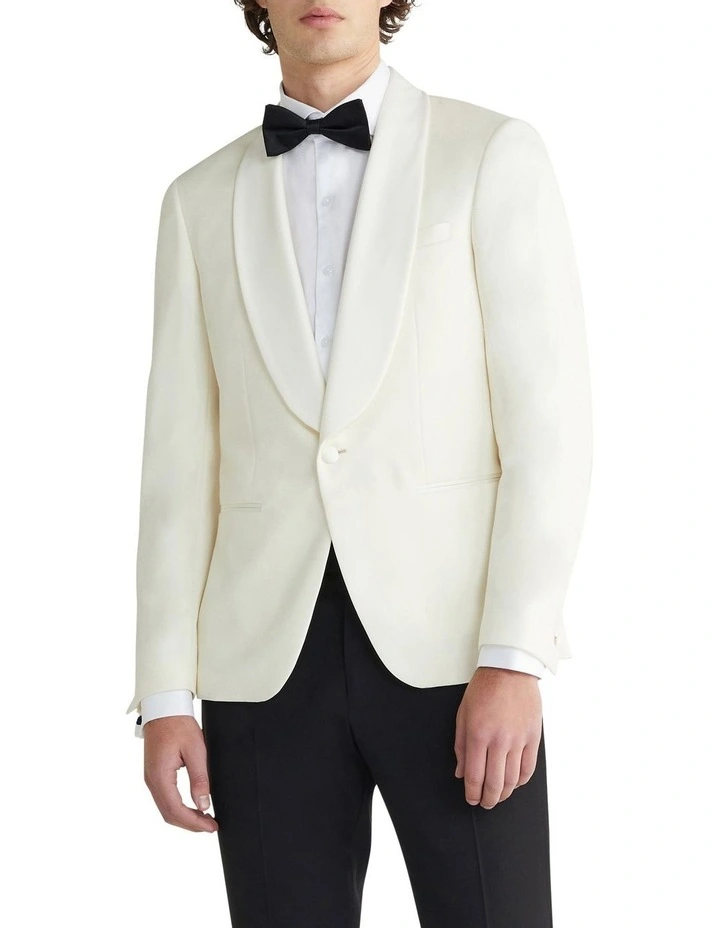 Satin Shawl Collar X Slim Blazer in White