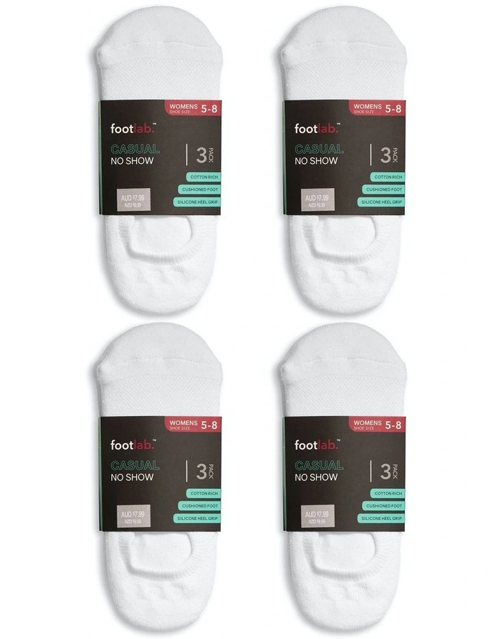 Casual No Show Cushioned Socks 12 Pack in White