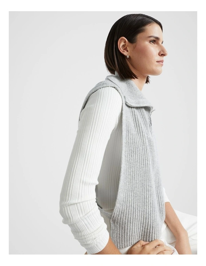 Zip Collar Bib in Silver Marle