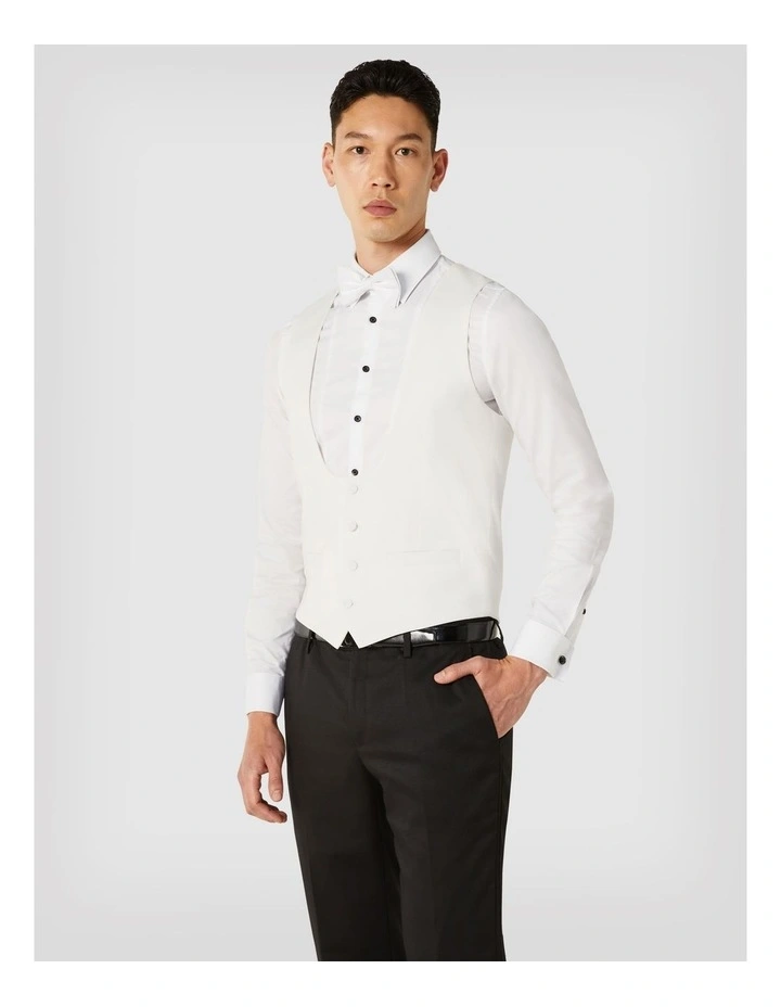4 Buttoned Horseshoe Tailored Vest in Ivory
