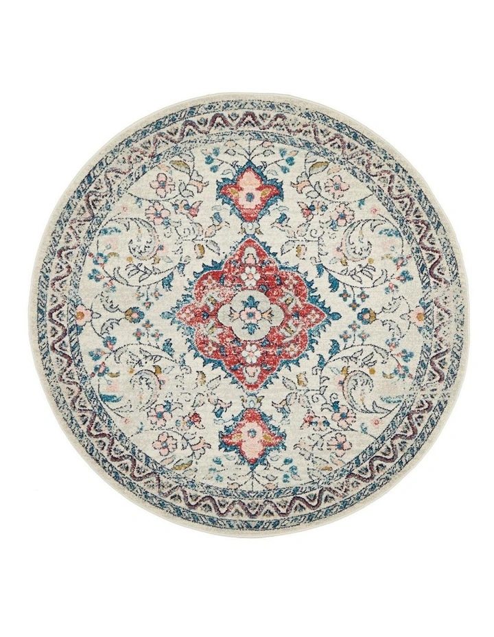 Avenue Pastel Round Rug 705 in Silver