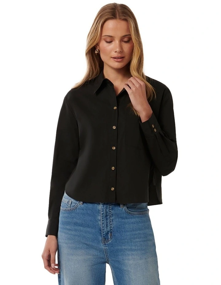 Chloe Cropped Shirt in Black